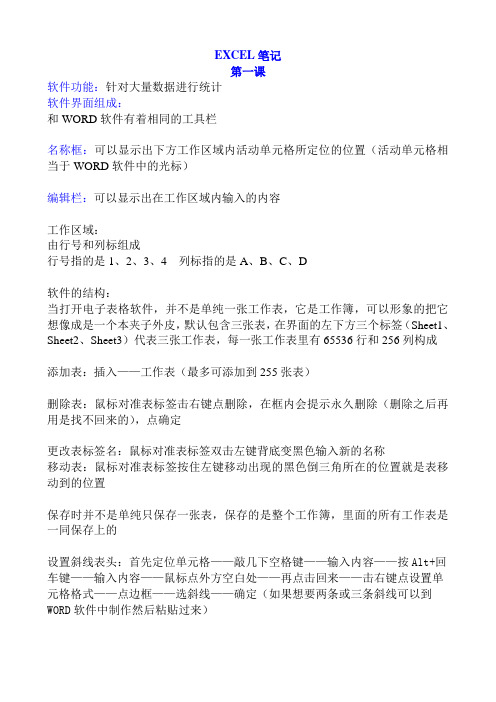 EXCEL笔记