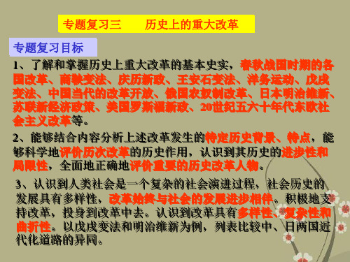 高三历史专题复习三  历史上的重大改革课件