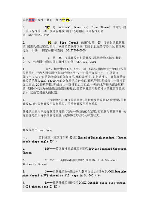 管状罗纹的标准