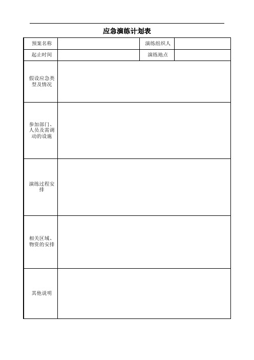 最新应急演练计划表及记录表讲解学习