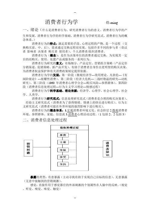 消费者行为学复习资料