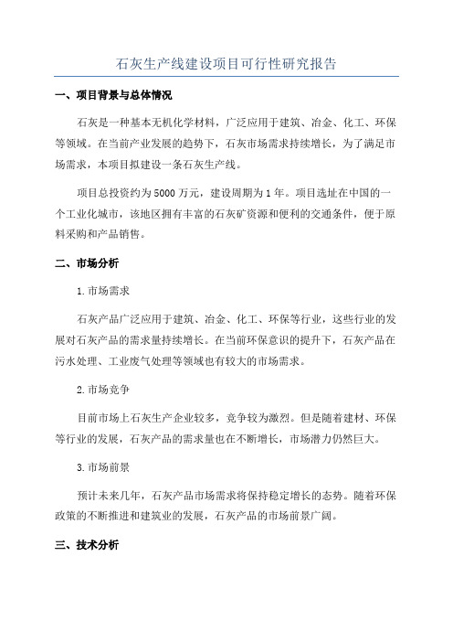 石灰生产线建设项目可行性研究报告