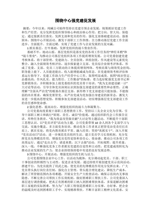 围绕中心强党建促发展