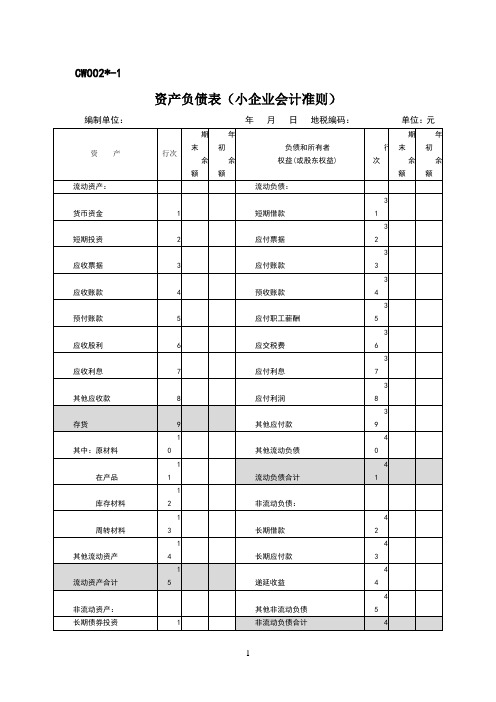 财务报表样式(小企业会计准则)