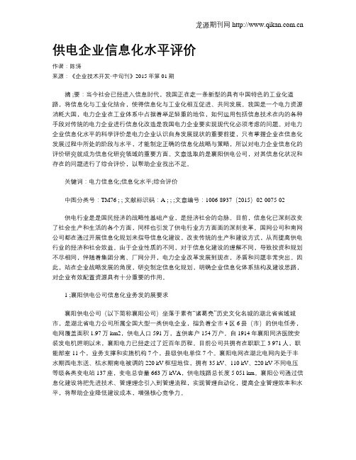 供电企业信息化水平评价