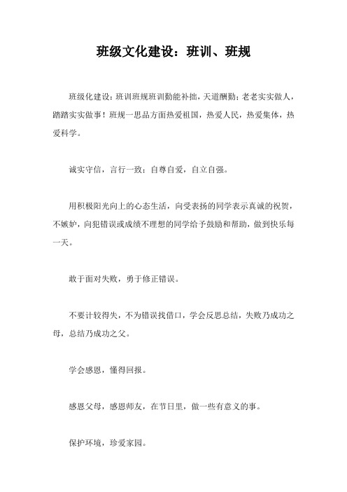 班级文化建设：班训、班规