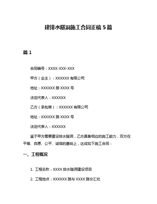 建排水隧洞施工合同正稿5篇