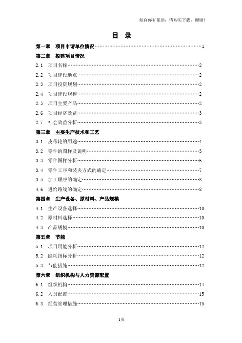 电机皮带轮制造项目可行性研究报告