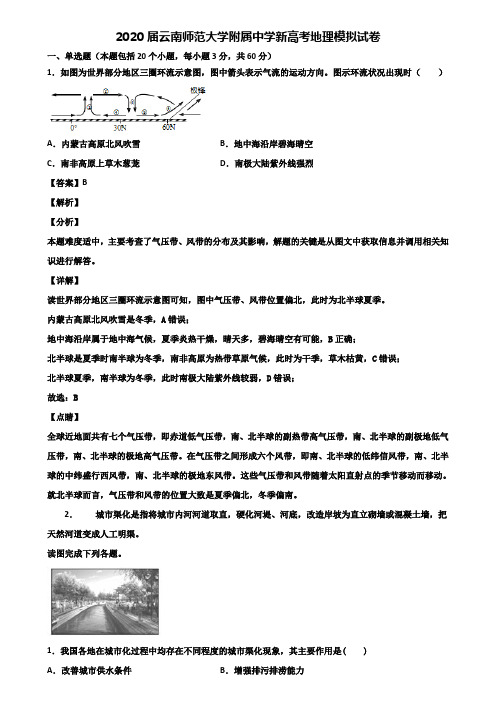2020届云南师范大学附属中学新高考地理模拟试卷含解析