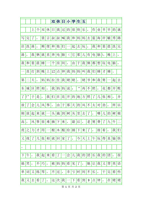 2019年双休日小学生作文300字