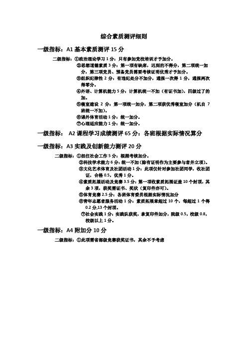 综合素质测评细则