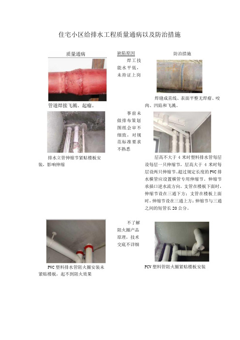 住宅小区给排水工程质量通病以及防治措施