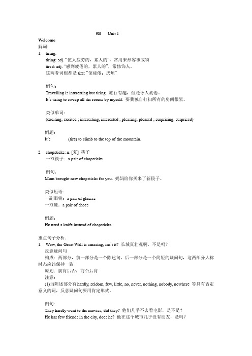 9B   Unit 1 知识点归纳