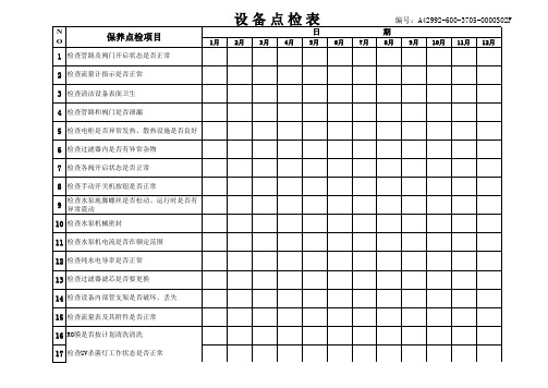 RO水处理设备点检表