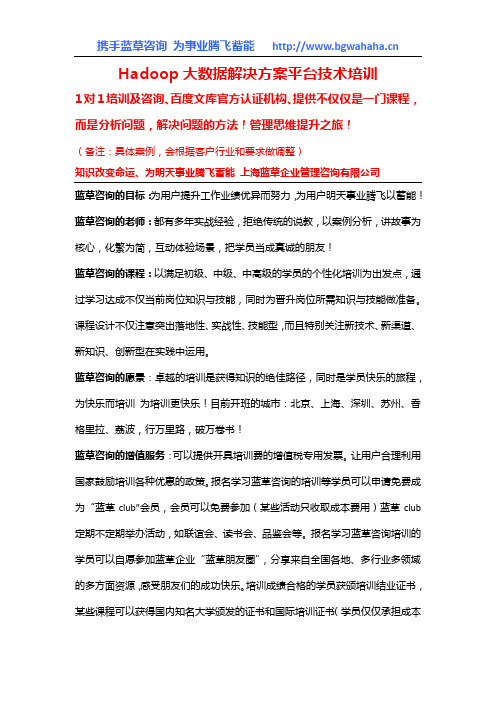 《Hadoop大数据解决方案开发技术基础培训》