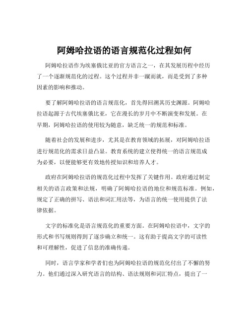 阿姆哈拉语的语言规范化过程如何