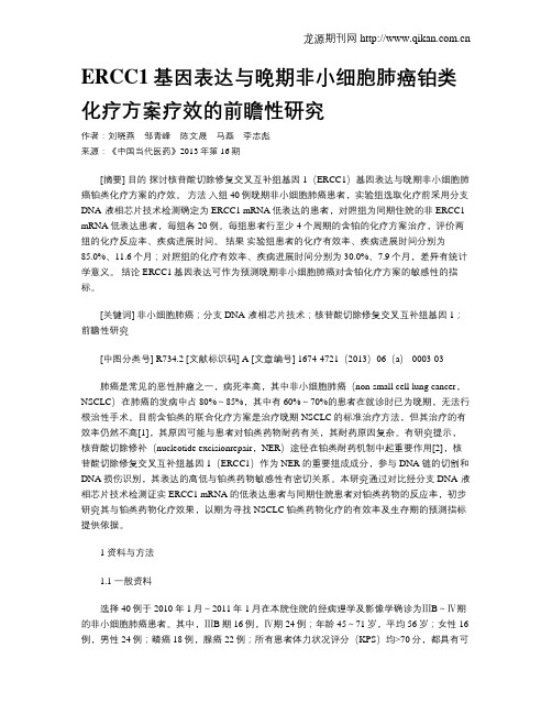 ERCC1基因表达与晚期非小细胞肺癌铂类化疗方案疗效的前瞻性研究