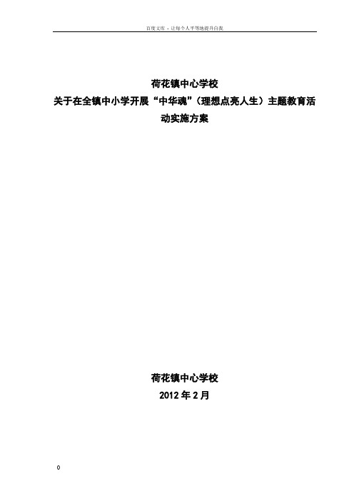 中华魂主题教育活动实施方案(理想点亮人生活