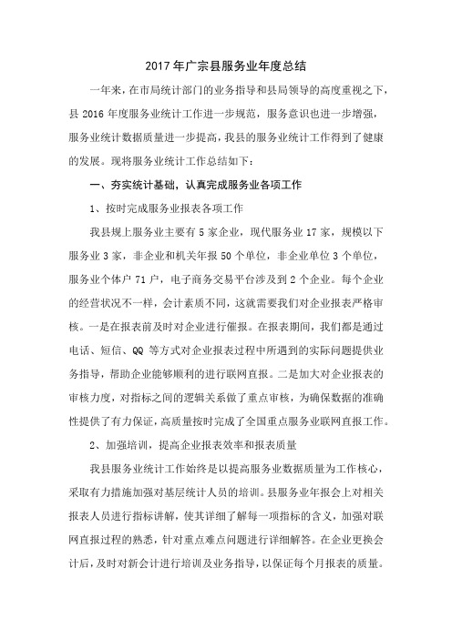 2017年服务业年度总结