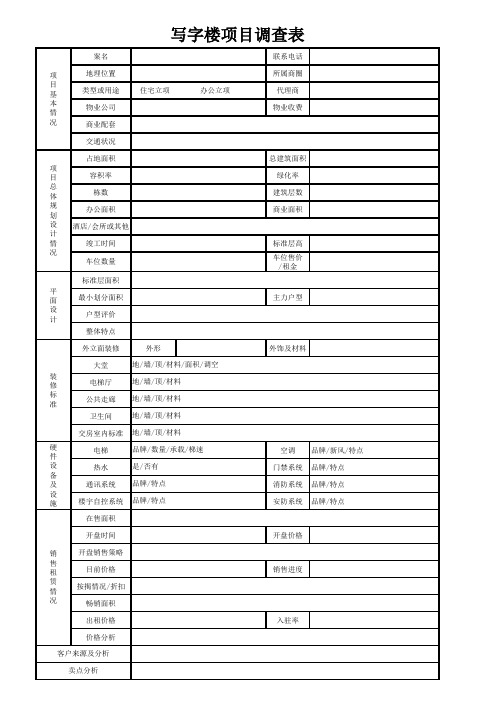 写字楼市调表格