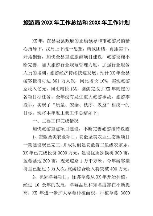 旅游局20xx年工作总结和20xx年工作计划