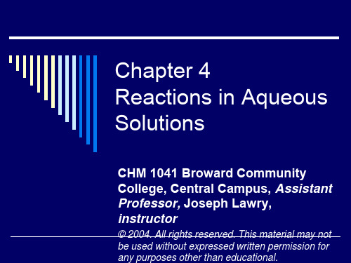 Chapter 4Reactions in Aqueous Solutions