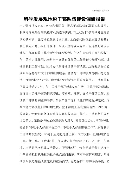 科学发展观地税干部队伍建设调研报告