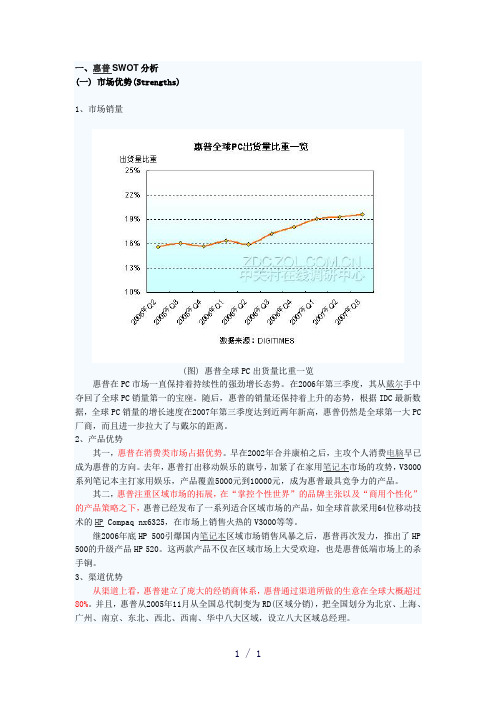 惠普、戴尔、联销三大电脑产品的SWOT分析
