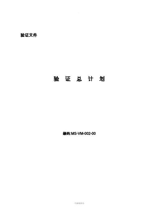 验证总计划的制定和实施