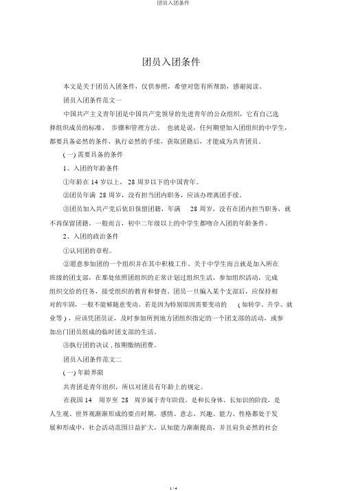团员入团条件
