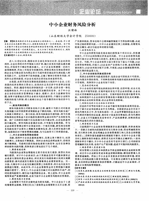 中小企业财务风险分析