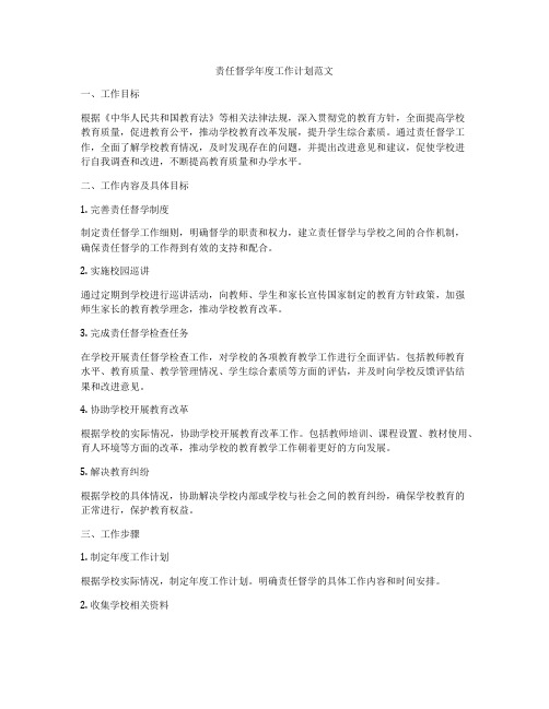 责任督学年度工作计划范文
