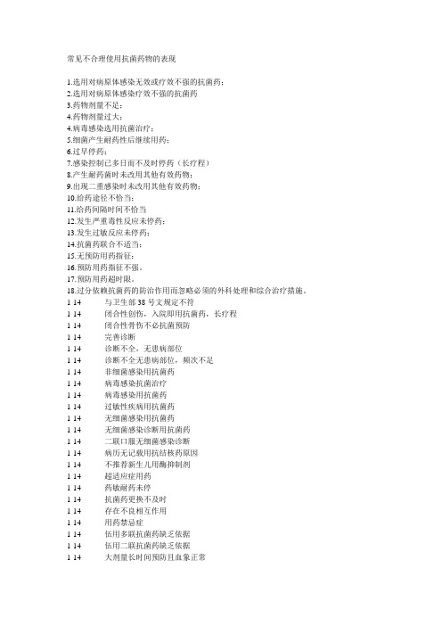 常见不合理使用抗菌药物的表现