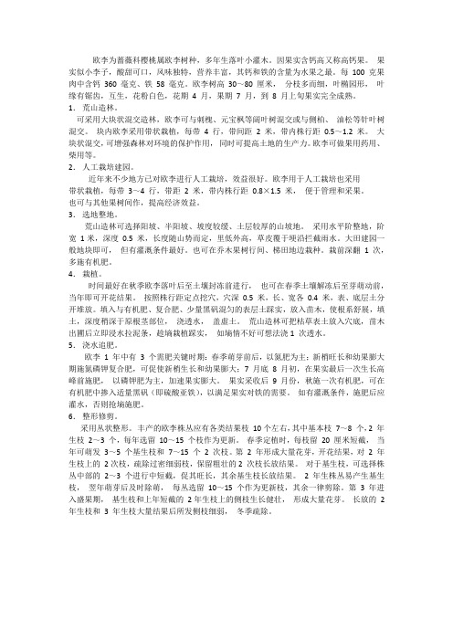 高钙果欧李栽培技术要点