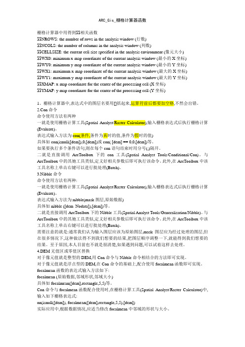 ARC_Gis_栅格计算器函数