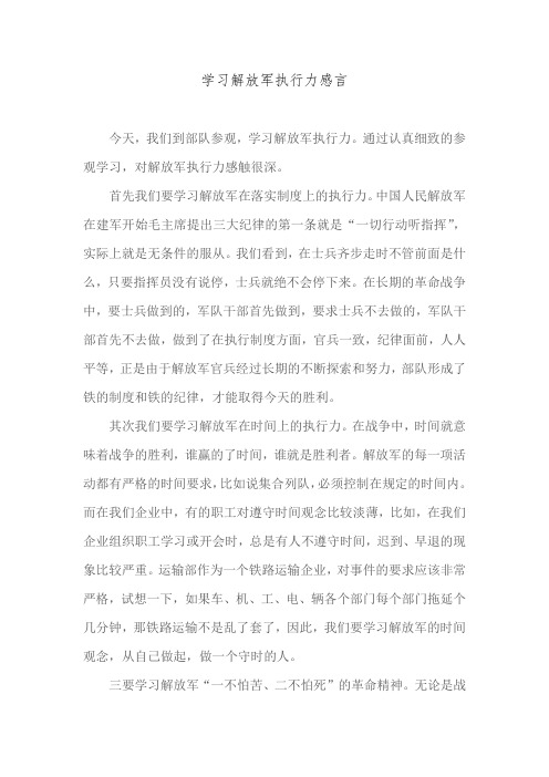 学习解放军执行力感言
