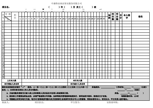 排班和考勤表