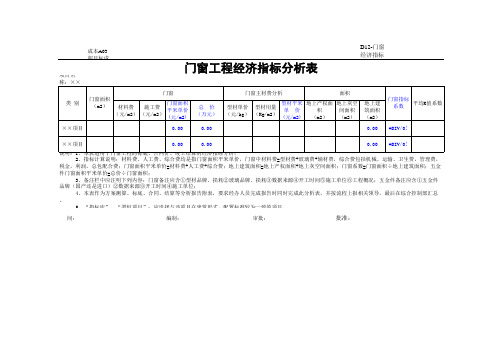 工程经济指标分析表