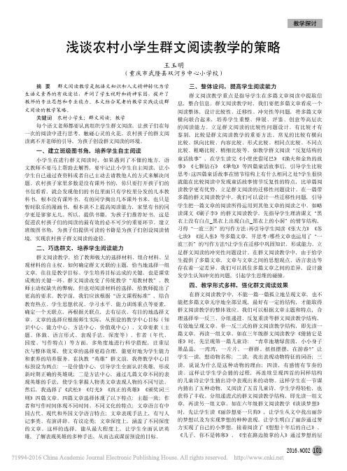 浅谈农村小学生群文阅读教学的策略_王玉明