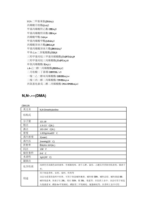 丙烯酸类单体性质