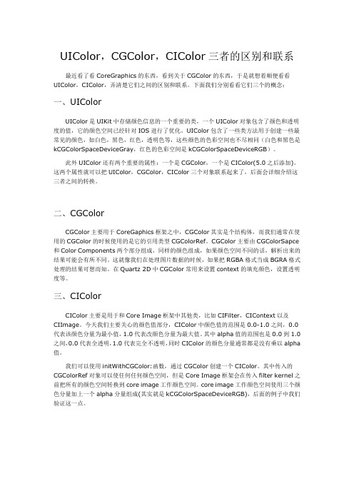 UIColor,CGColor,CIColor三者间的区别和联系