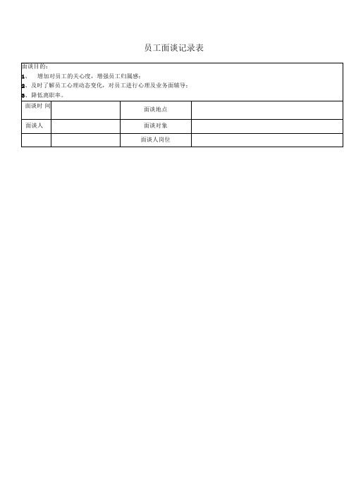 员工面谈记录表模板版