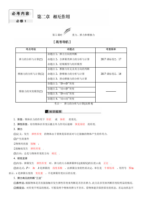 衡水中学2020年高中物理一轮复习资料第2章  相互作用力