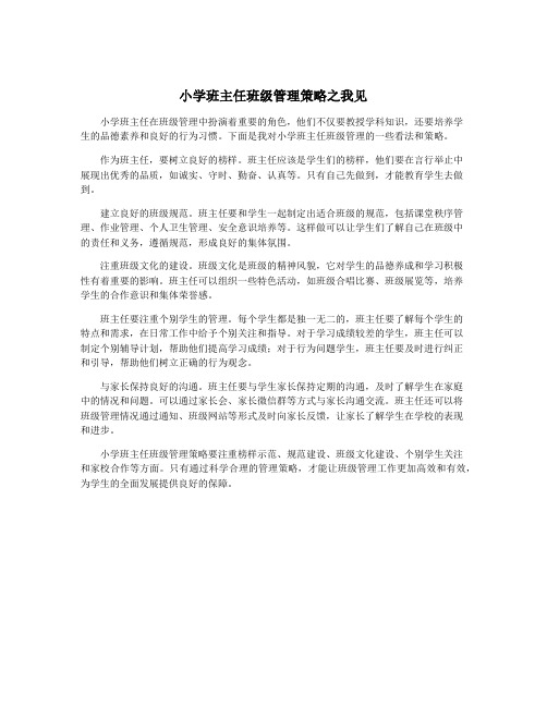 小学班主任班级管理策略之我见