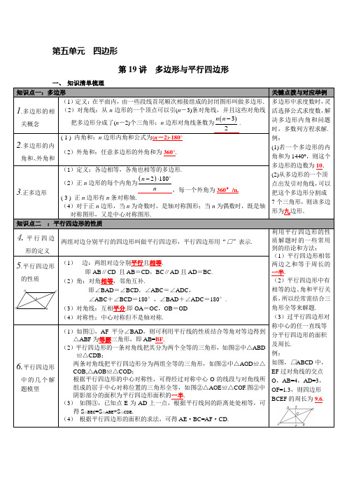 中考数学知识点复习四边形