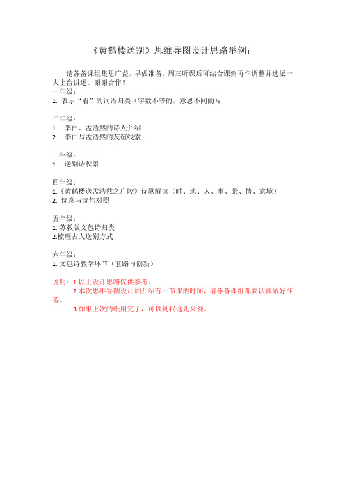 《黄鹤楼送别》思维导图建议
