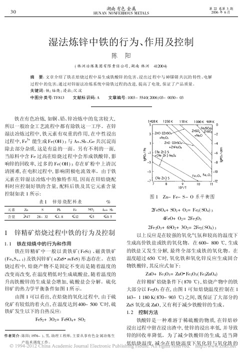 湿法炼锌中铁的行为_作用及控制