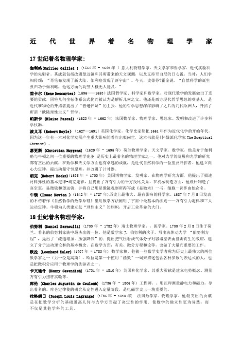 近代世界著名物理学家外国名+简介