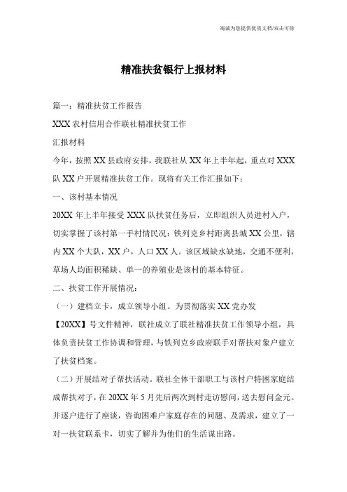 精准扶贫银行上报材料