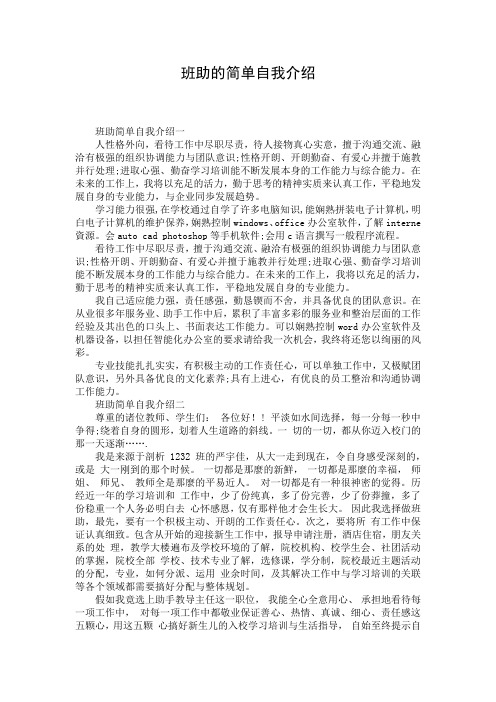 班助的简单自我介绍